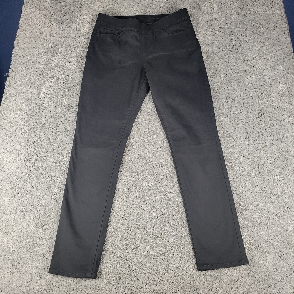 Levis Pull On Jeans Womens 10 Black Slim Straight Leg Dark Wash Slimming Stretch